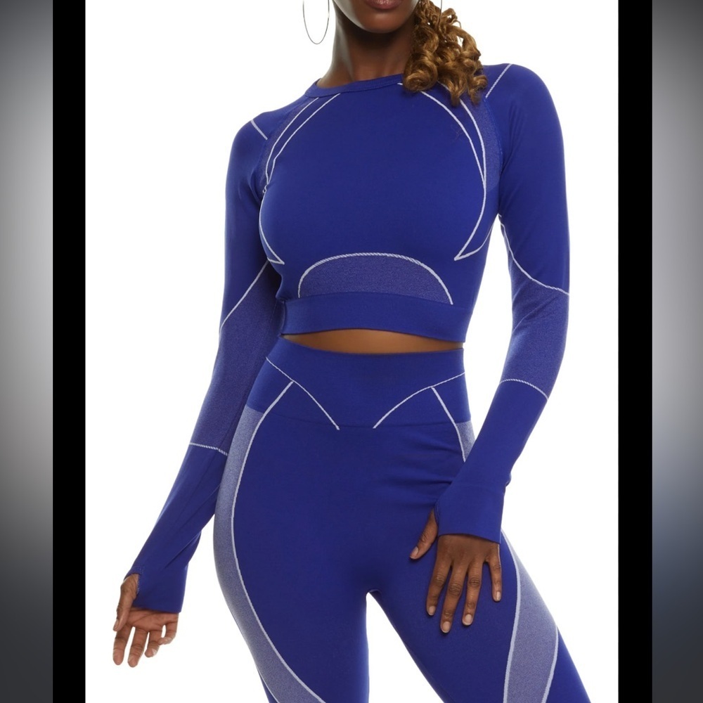 Kimberly C purple athletic tracksuit bodycon set long sleeve top size small